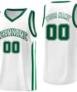 Custom White Green Classic Tops Fashion Sportwear Basketball Jersey