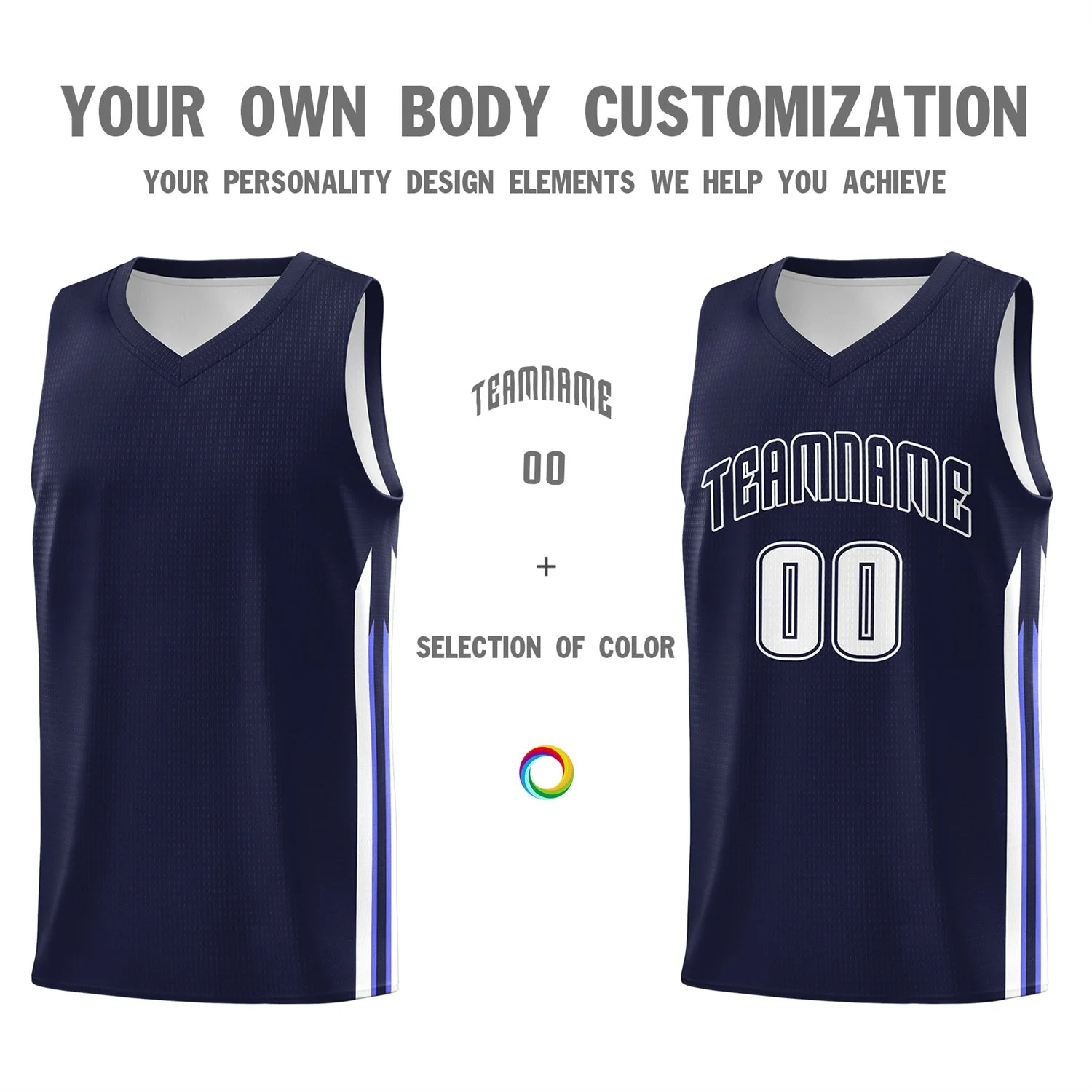 Custom Navy White Classic Tops Fashion Sportwear Basketball Jersey - Image 3