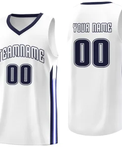 Custom White Navy Classic Tops Athletic Casual Basketball Jersey