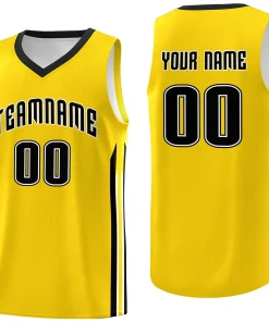 Custom Yellow Black Classic Tops Athletic Casual Basketball Jersey