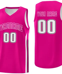 Custom Pink White Classic Tops Athletic Casual Basketball Jersey