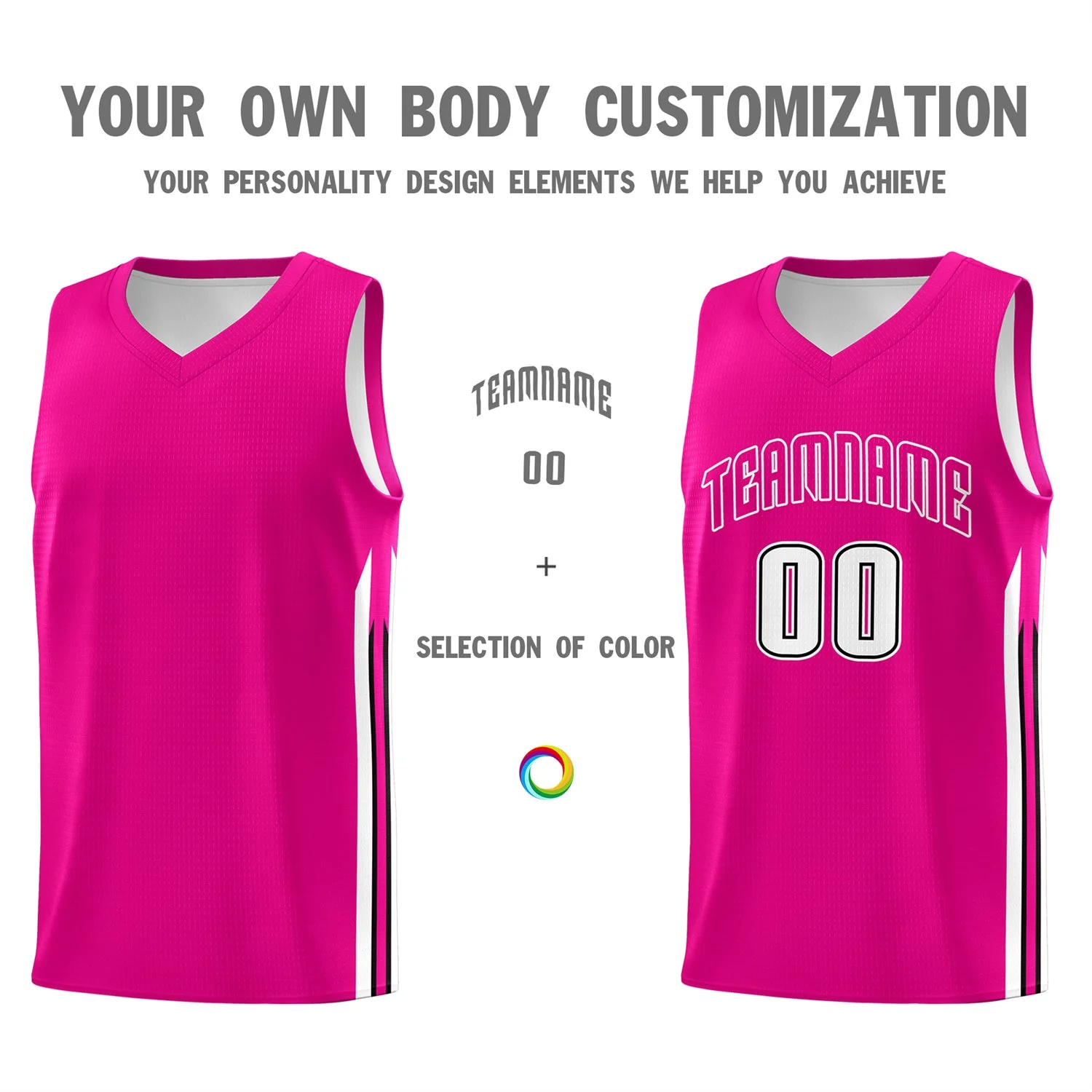 Custom Pink White Classic Tops Athletic Casual Basketball Jersey - Image 3