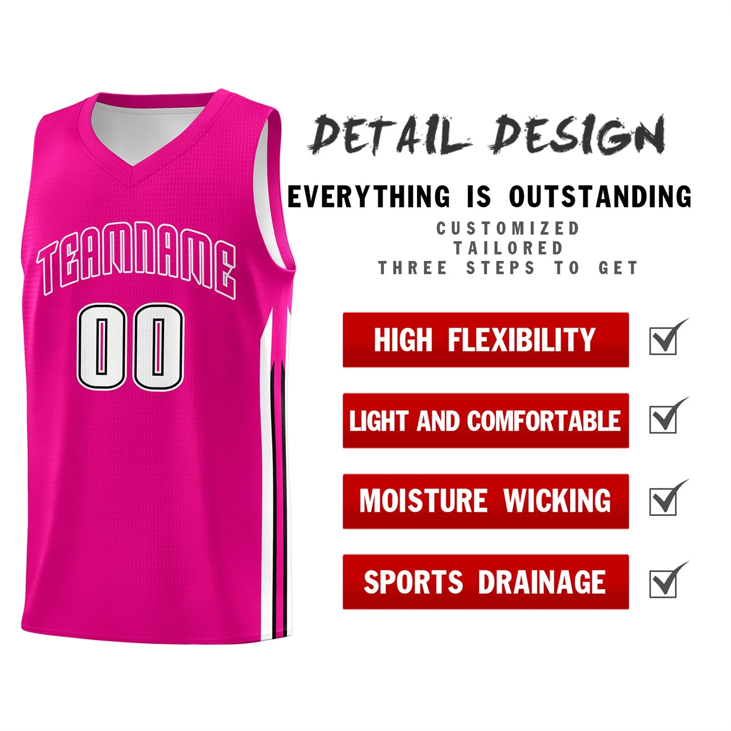 Custom Pink White Classic Tops Athletic Casual Basketball Jersey - Image 4