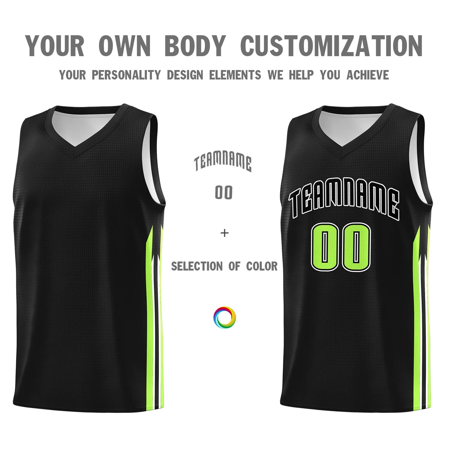 Custom Black Green Classic Tops Sport Game Basketball Jersey - Image 3
