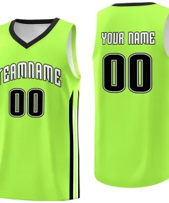 Custom Neon Green Black-White Classic Tops Sport Game Basketball Jersey