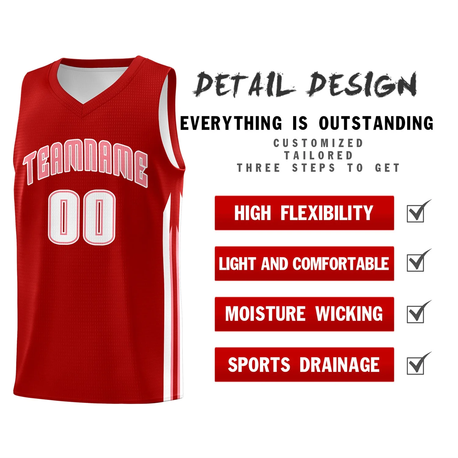 Custom Red White Classic Tops Fashion Sportwear Basketball Jersey - Image 4