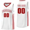 Custom White Red Classic Tops Athletic Casual Basketball Jersey