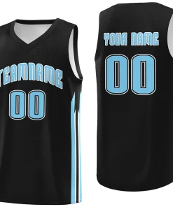 Custom Black Light Blue Classic Tops Sport Game Basketball Jersey