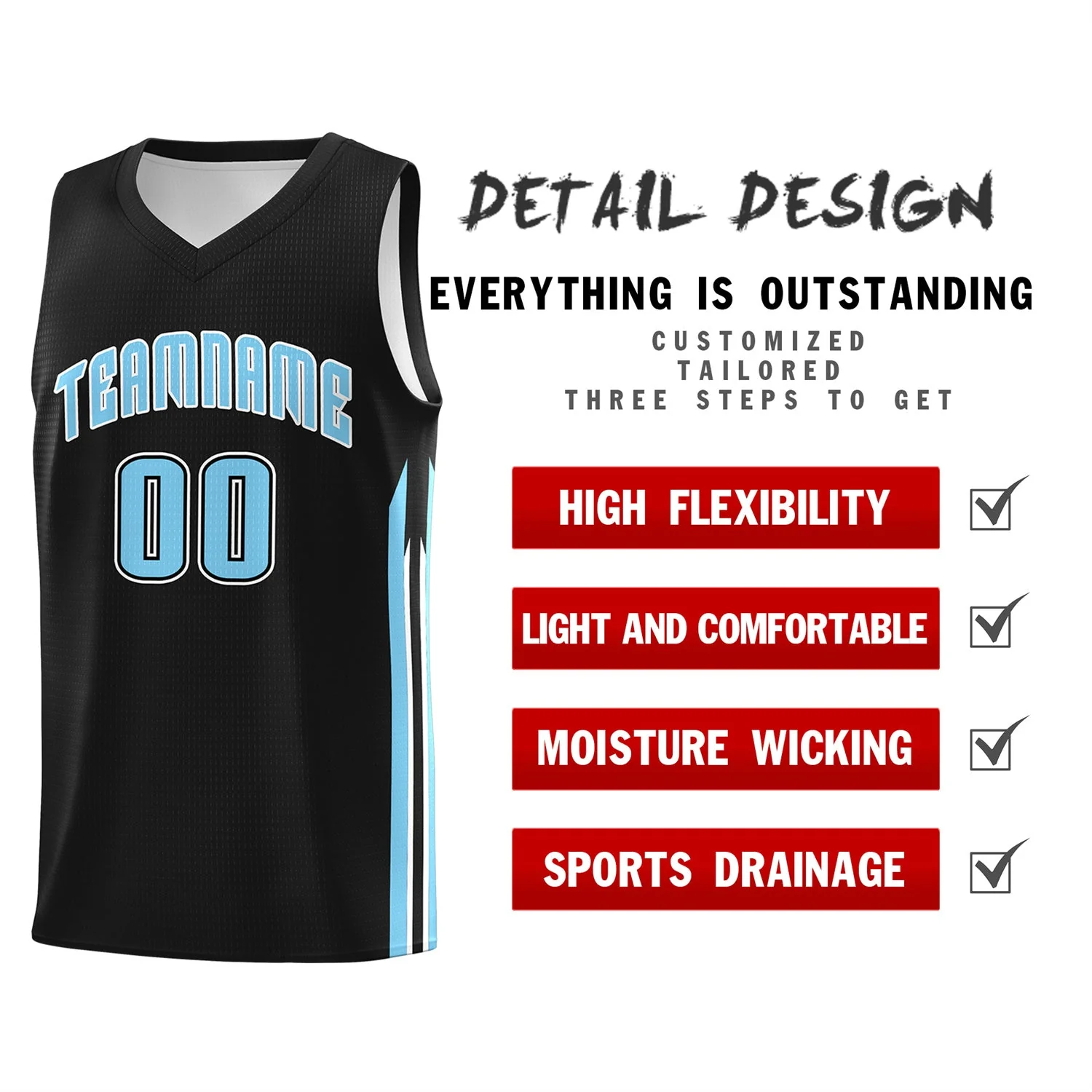Custom Black Light Blue Classic Tops Sport Game Basketball Jersey - Image 4
