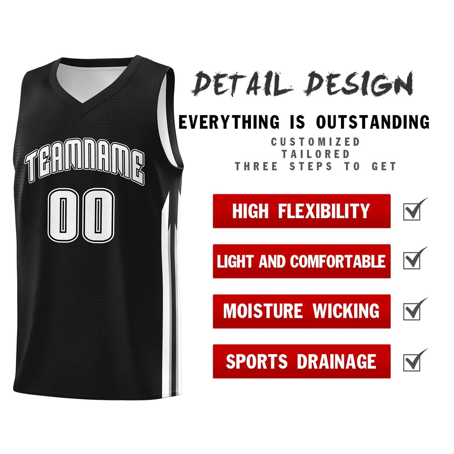 Custom Black White Classic Tops Sport Game Basketball Jersey - Image 4