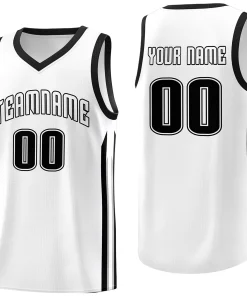 Custom White Black Classic Tops Fashion Sportwear Basketball Jersey