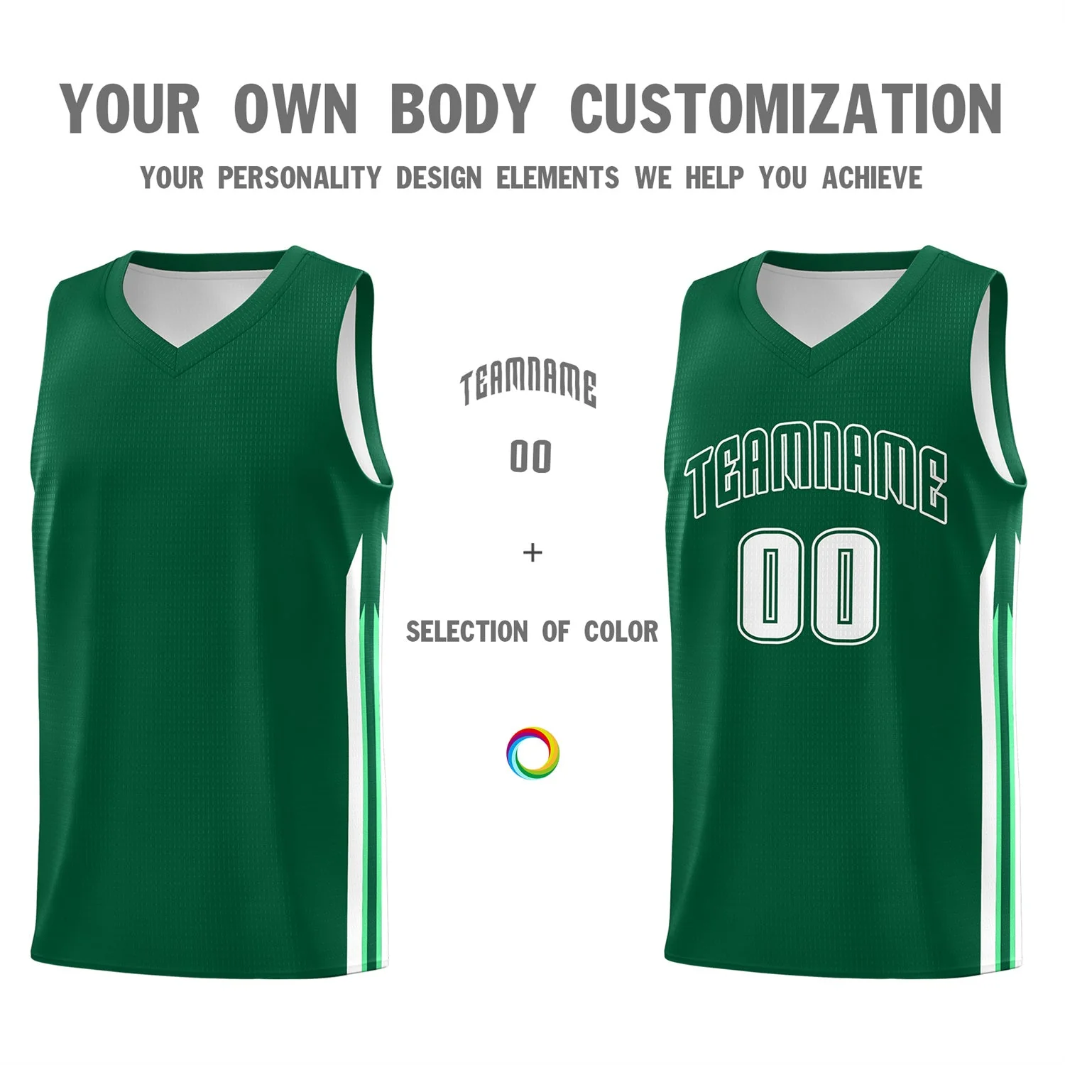 Custom Green White Classic Tops Sport Game Basketball Jersey - Image 3