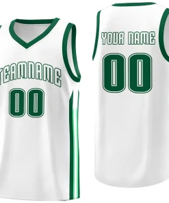 Custom White Green Sport Classic Tops Athletic Casual Basketball Jersey