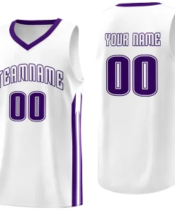 Custom White PurpleClassic Tops Athletic Casual Basketball Jersey