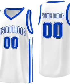 Custom White Royal Classic Tops Athletic Casual Basketball Jersey