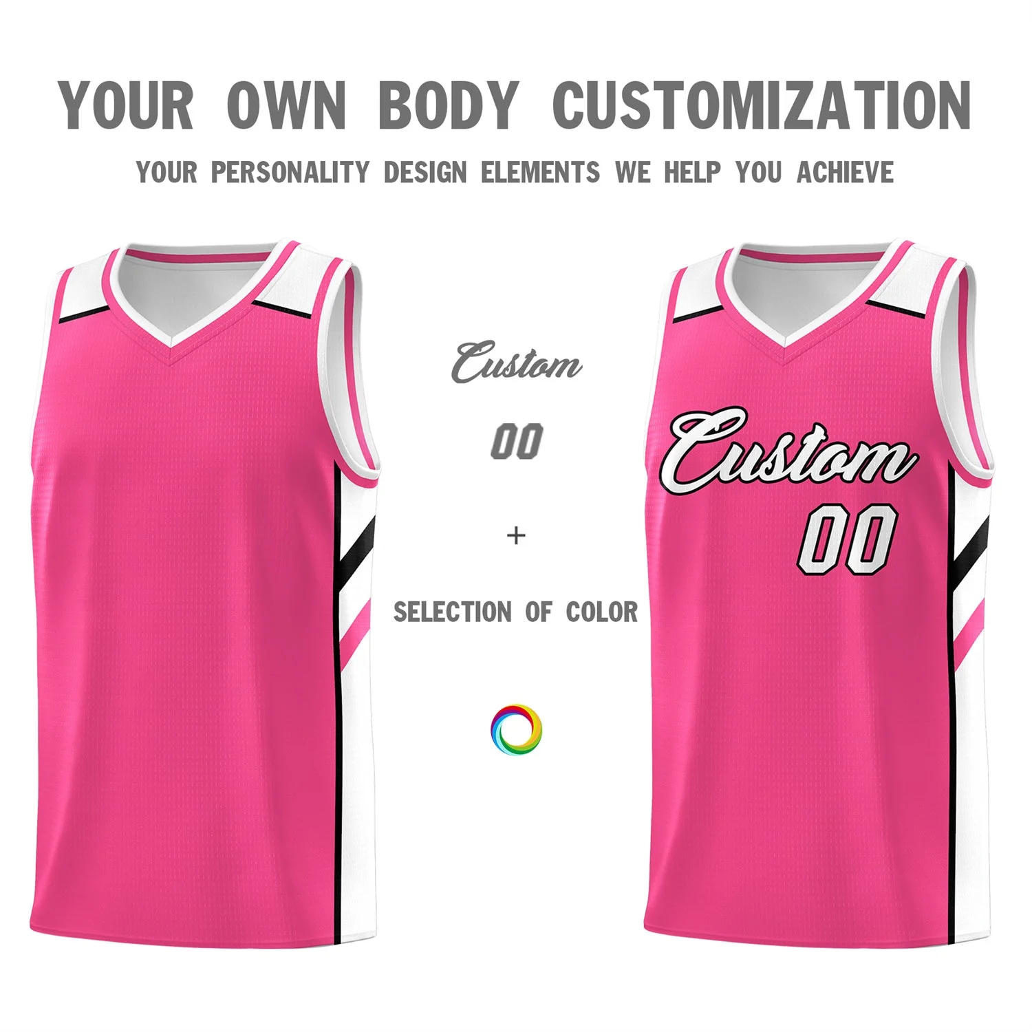 Custom Pink White Classic Tops Fashion Sportwear Basketball Jersey - Image 3