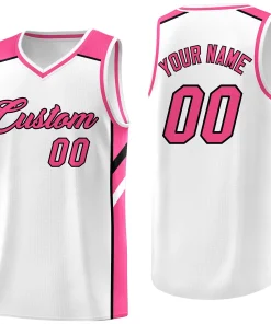 Custom White Pink Classic Tops Fashion Sportwear Basketball Jersey