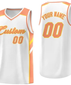 Custom White Orange Classic Tops Men/Boy Athletic Basketball Jersey