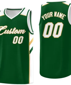 Custom Green White-Yellow Classic Tops Breathable Basketball Jersey