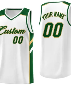 Custom White Green Classic Tops Men/Boy Athletic Basketball Jersey