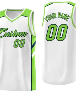 Custom White Green Classic Tops Men/Boy Athletic Basketball Jersey