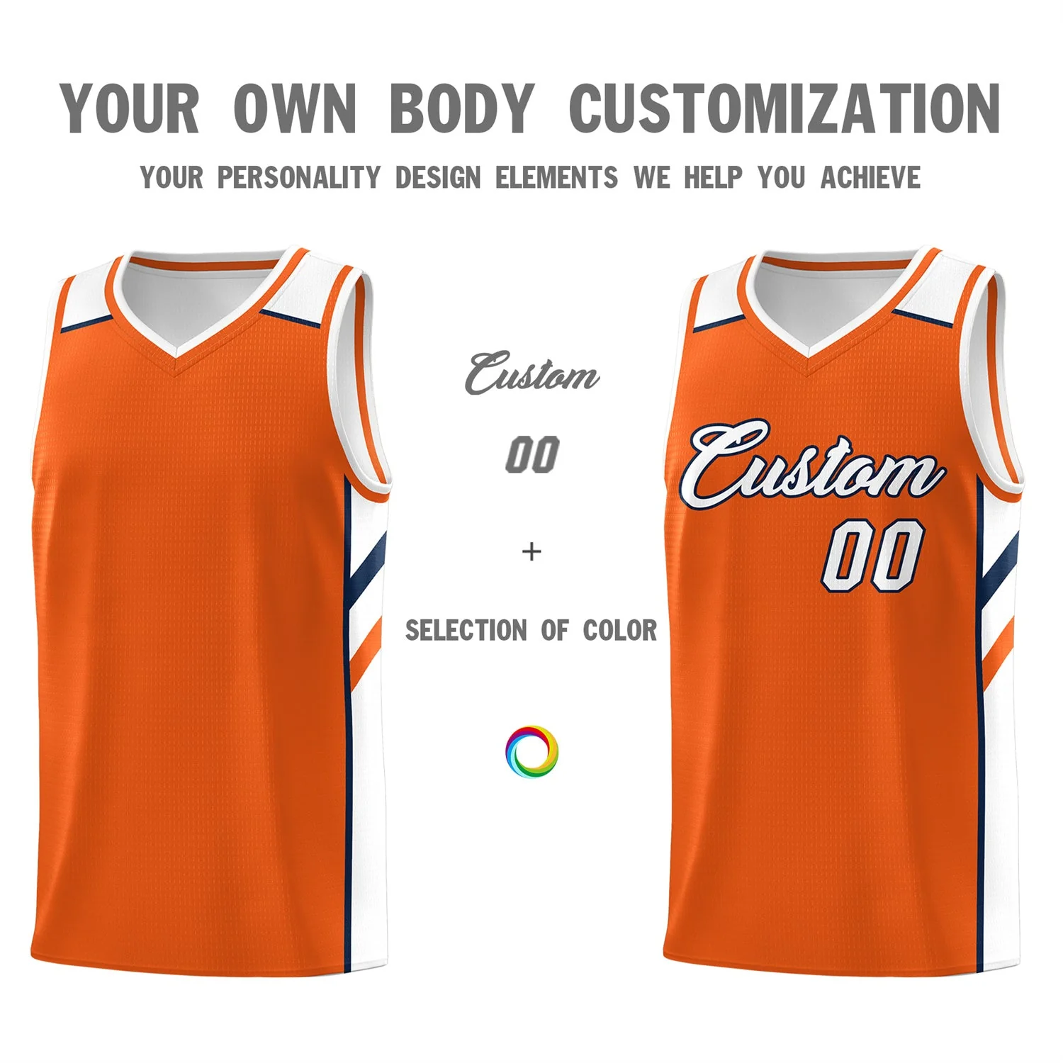 Custom Orange White Classic Tops Breathable Basketball Jersey - Image 3