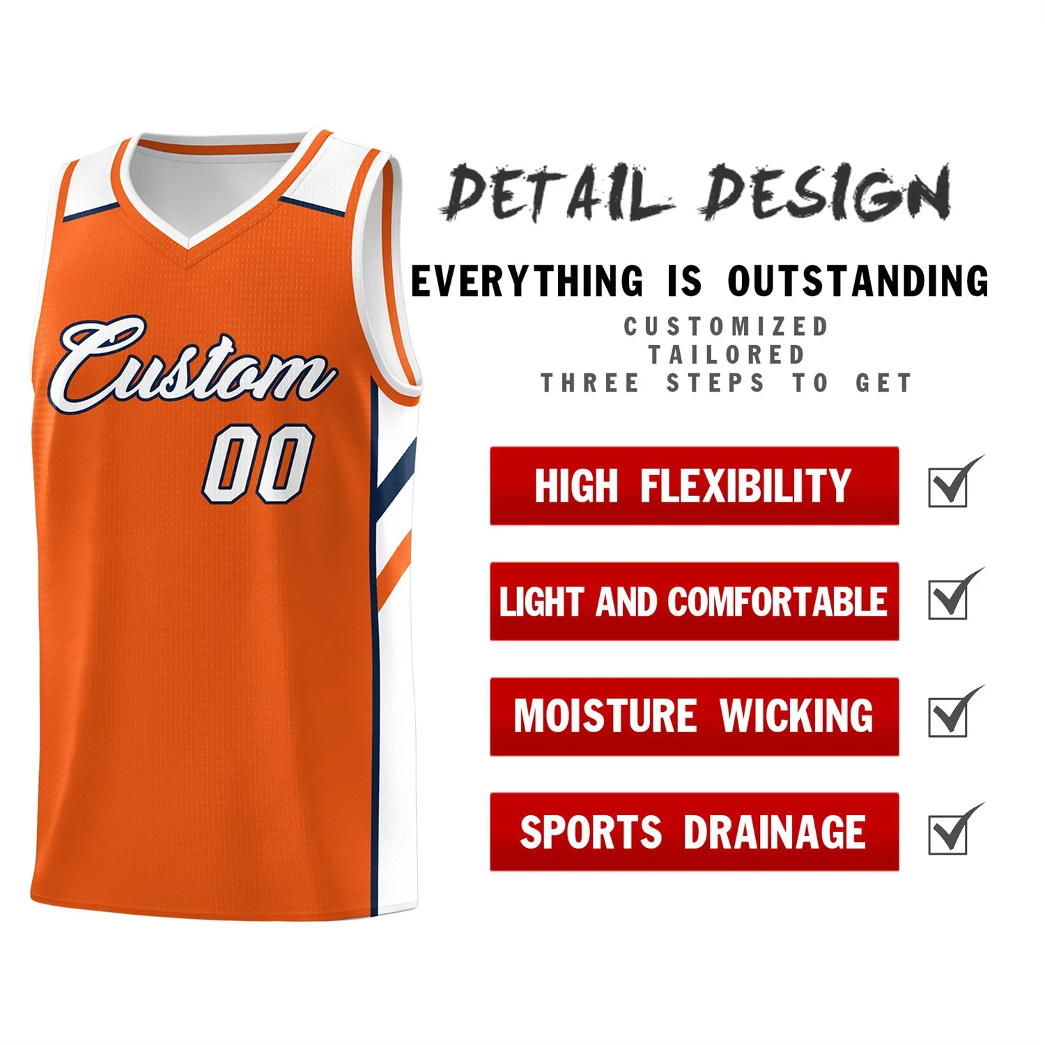 Custom Orange White Classic Tops Breathable Basketball Jersey - Image 4