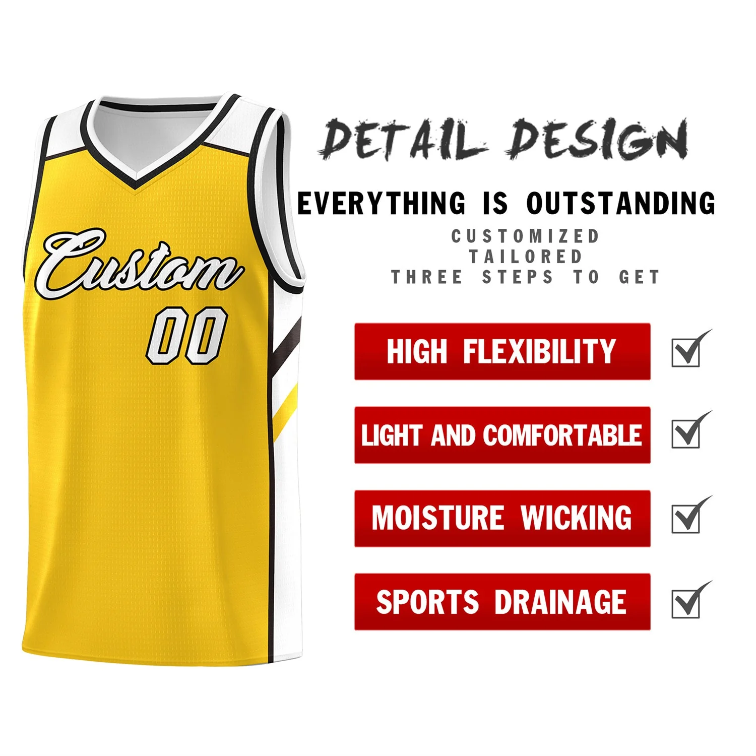 Custom Yellow White Classic Tops Men/Boy Athletic Basketball Jersey - Image 4