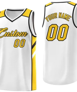 Custom White Yellow Classic Tops Men/Boy Athletic Basketball Jersey