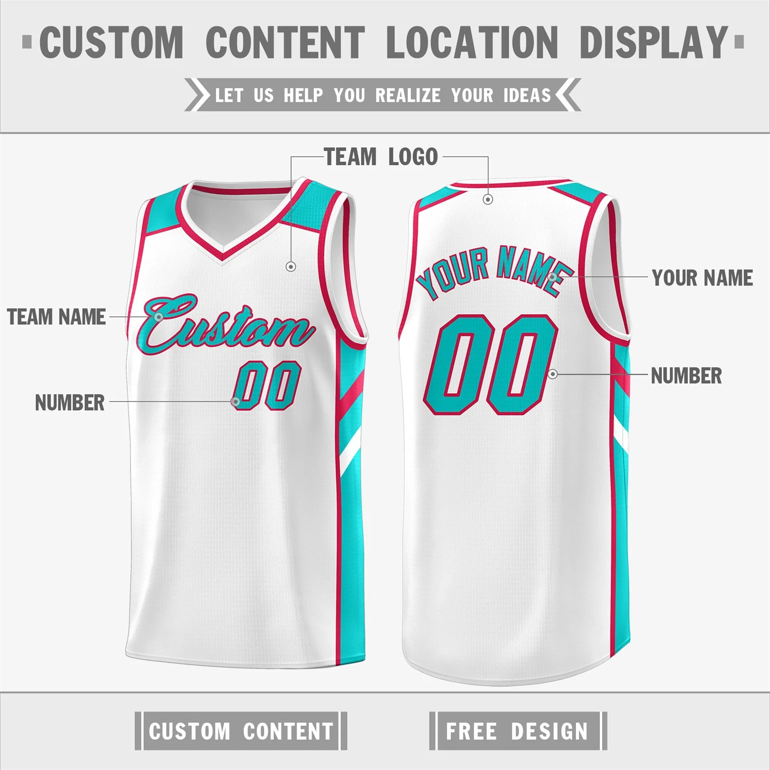 Custom White Light Green Classic Tops Men/Boy Athletic Basketball Jersey - Image 2