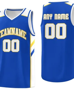 Custom Royal White-Yellow Classic Tops Men/Boy Athletic Basketball Jersey