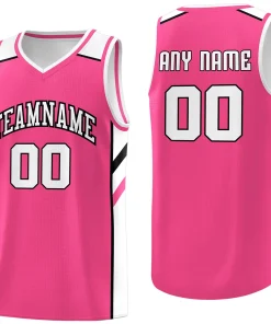 Custom Pink White Classic Tops Athletic Casual Basketball Jersey