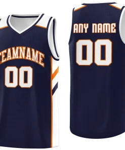 Custom Navy Orange-White Classic Tops Men/Boy Athletic Basketball Jersey