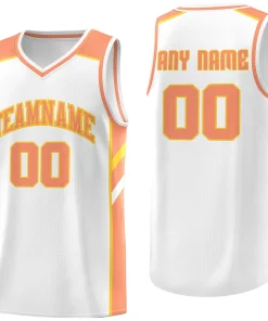 Custom White Orange Classic Tops Men/Boy Athletic Basketball Jersey