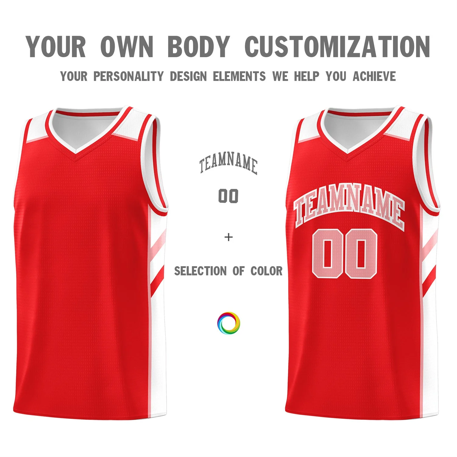 Custom Red White-Pink Classic Tops Athletic Casual Basketball Jersey - Image 3