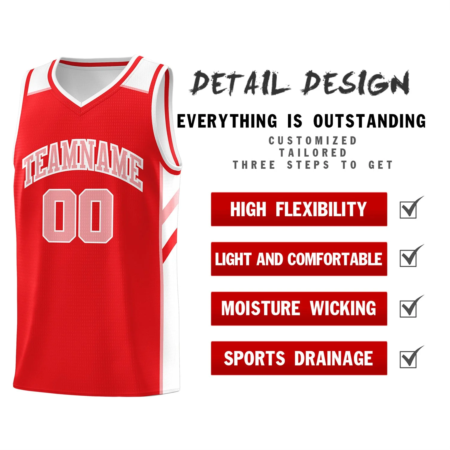 Custom Red White-Pink Classic Tops Athletic Casual Basketball Jersey - Image 4