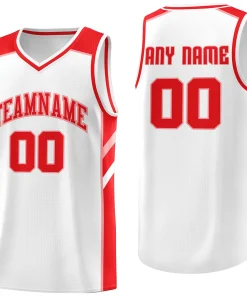 Custom White Red Classic Tops Athletic Basketball Jersey