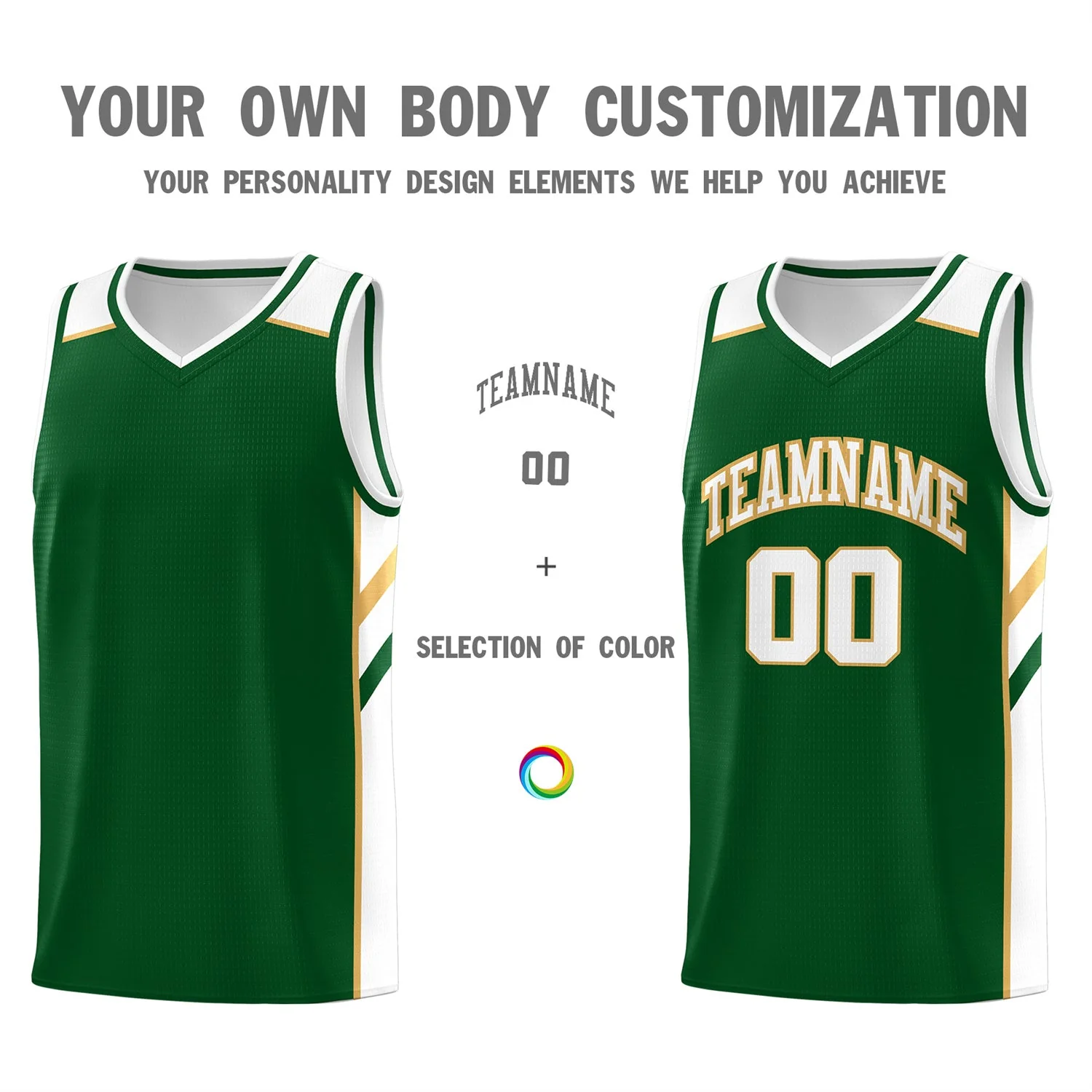 Custom Green White Classic Tops Men/Boy Athletic Basketball Jersey - Image 3