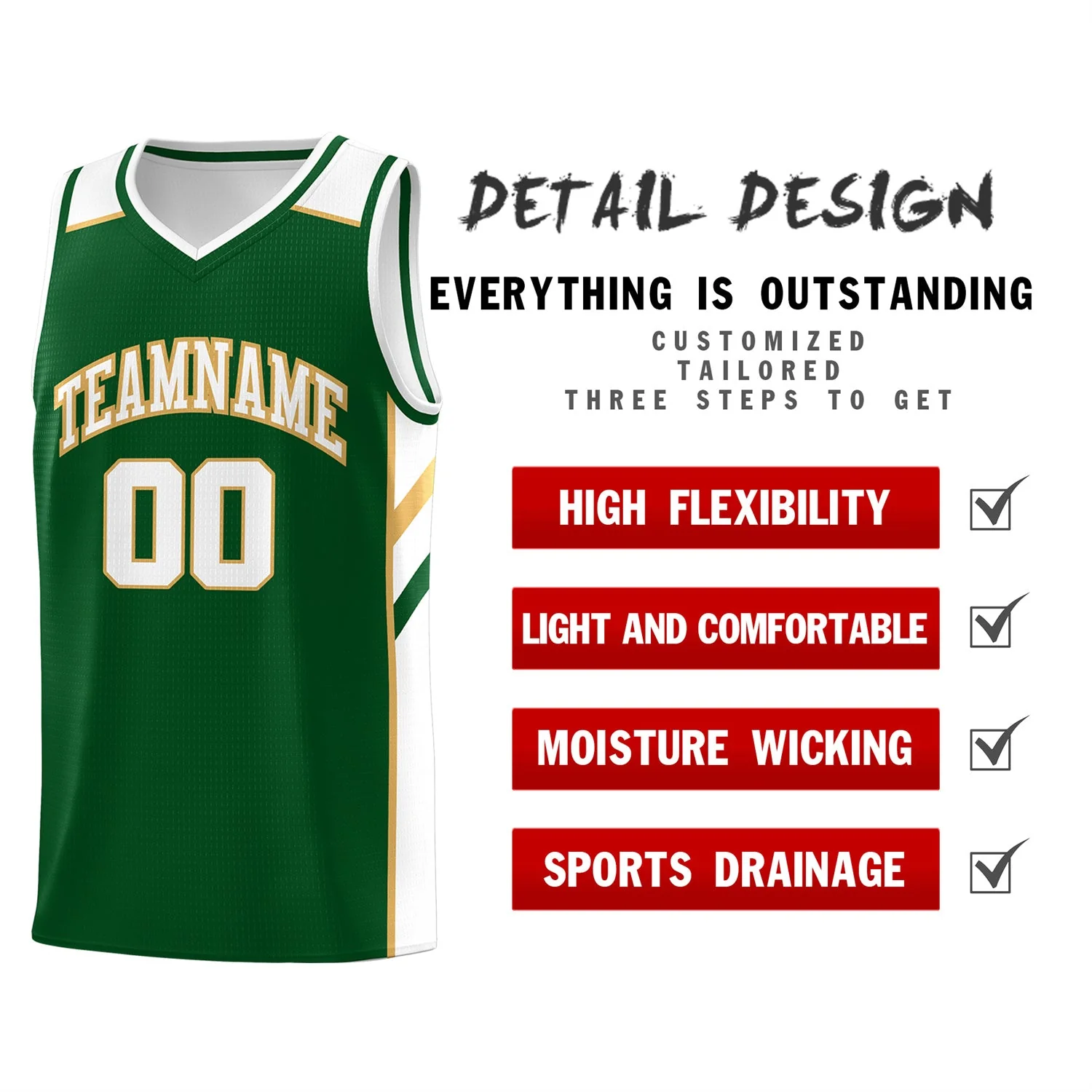Custom Green White Classic Tops Men/Boy Athletic Basketball Jersey - Image 4