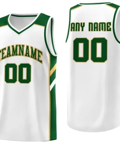 Custom White Green Classic Tops Men/Boy Athletic Basketball Jersey