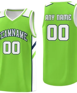 Custom Neon Green White-Navy Classic Tops Men/Boy Athletic Basketball Jersey