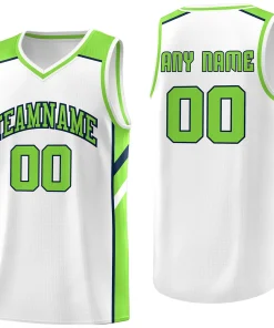 Custom White Green Classic Tops Men/Boy Athletic Basketball Jersey