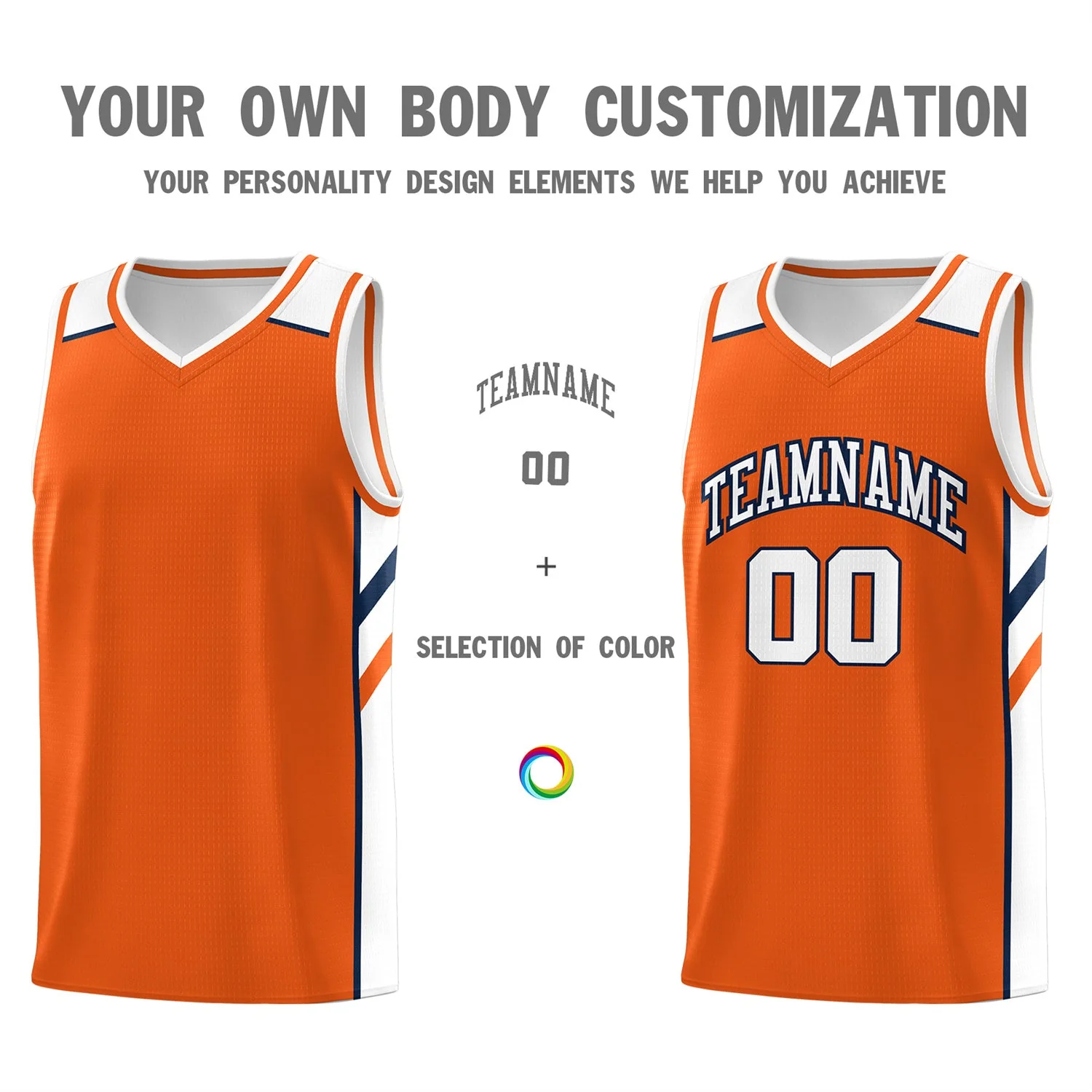 Custom Orange White Classic Tops Men/Boy Athletic Basketball Jersey - Image 3