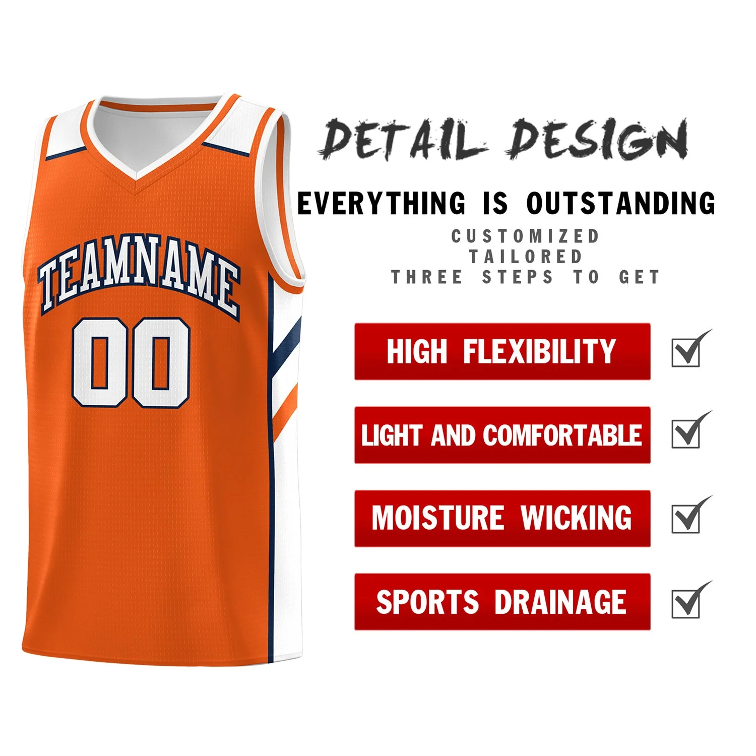Custom Orange White Classic Tops Men/Boy Athletic Basketball Jersey - Image 4