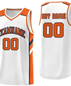 Custom White Orange-Navy Classic Tops Men/Boy Athletic Basketball Jersey
