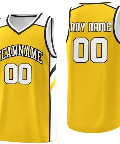 Custom Yellow-White Classic Tops Men/Boy Athletic Basketball Jersey