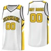 Custom White Yellow Classic Tops Men/Boy Athletic Basketball Jersey