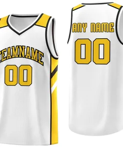 Custom White Yellow Classic Tops Men/Boy Athletic Basketball Jersey