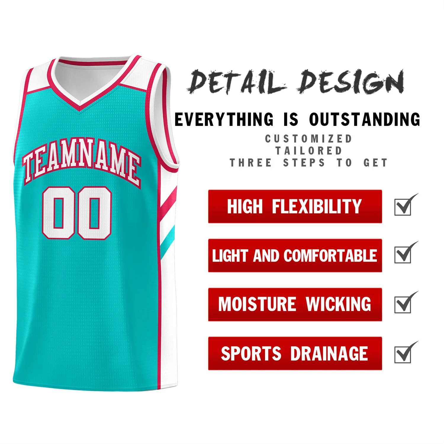 Custom Light Green-White Classic Tops Men/Boy Athletic Basketball Jersey - Image 4