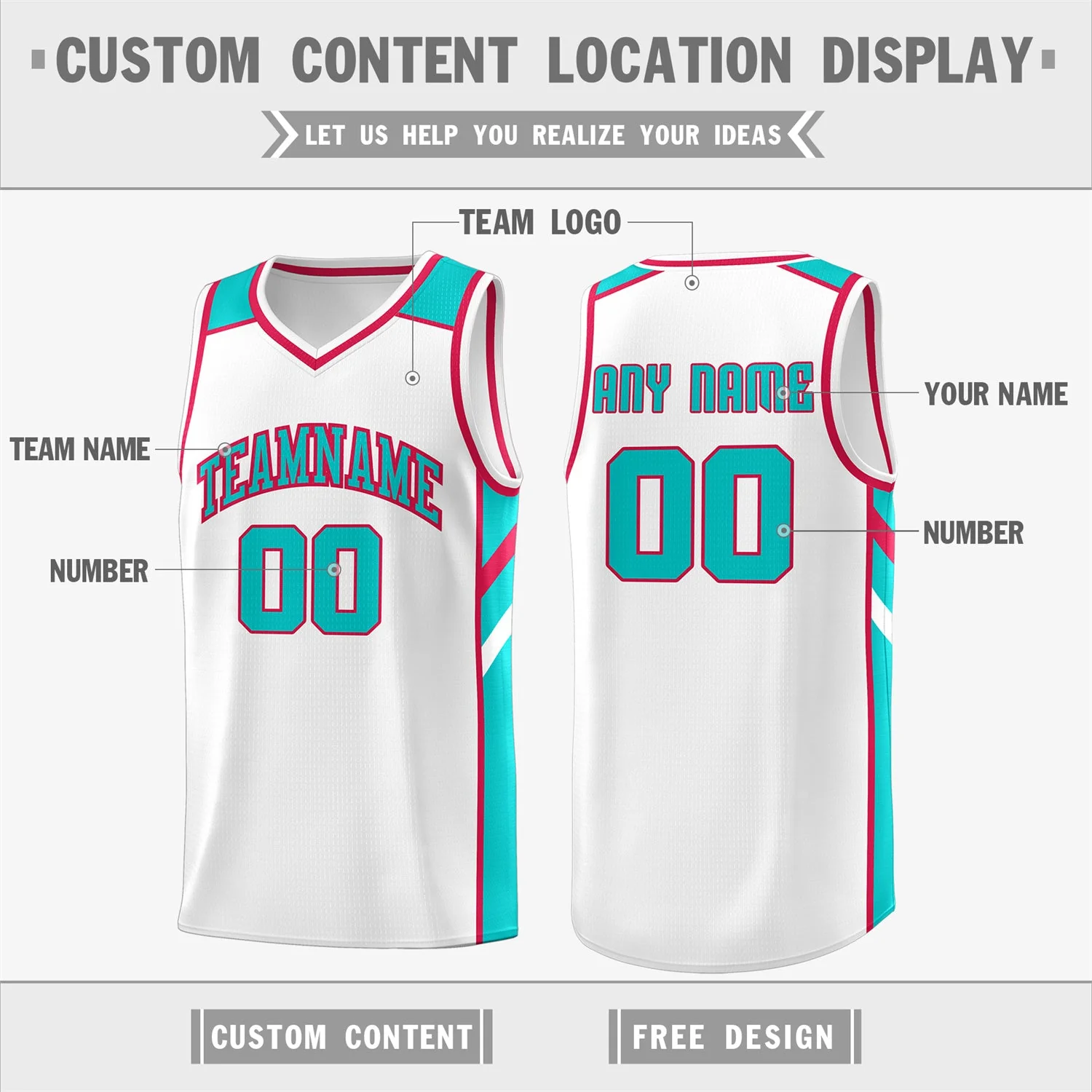 Custom White Light Green Classic Tops Men/Boy Athletic Basketball Jersey - Image 2